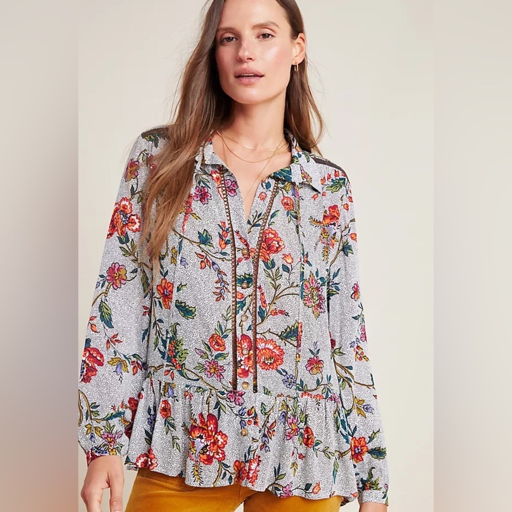 Anthropologie Maeve Janie Flounce Peasant Blouse